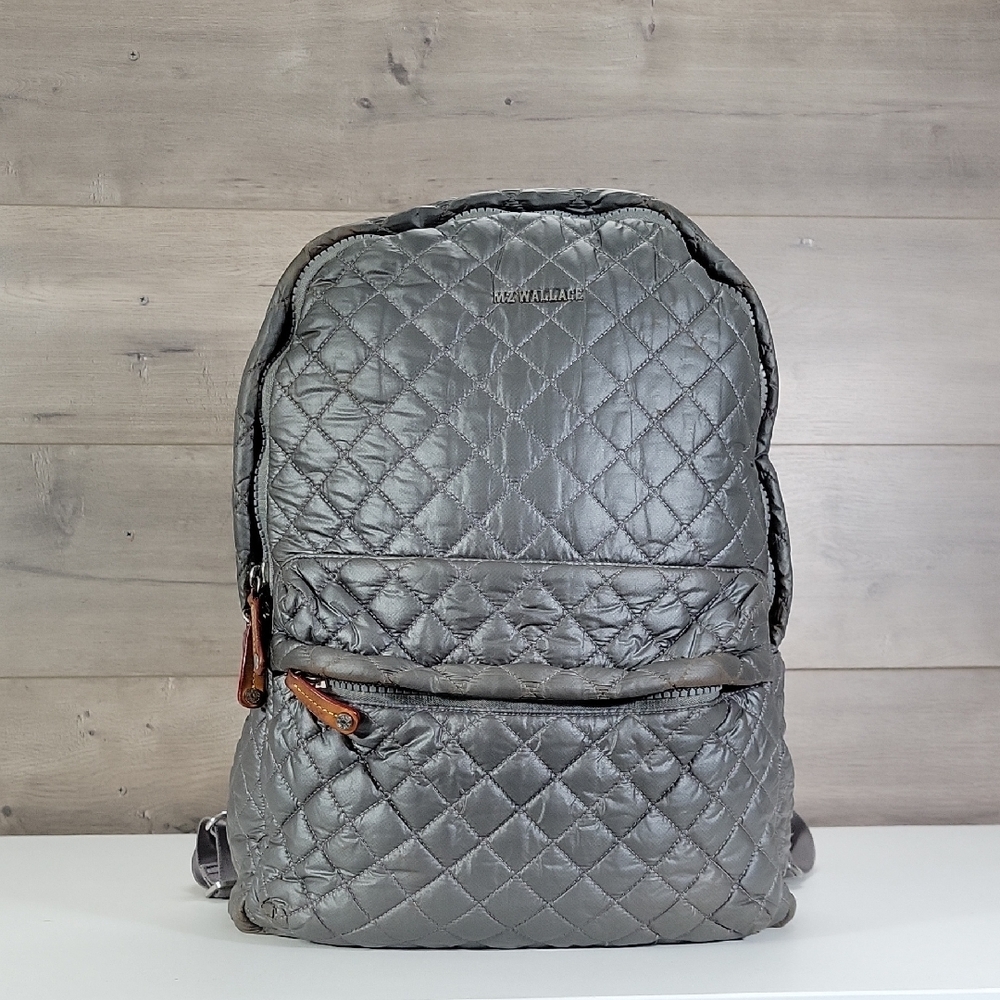 MZ Wallace Quilted Gray Nylon Backpack